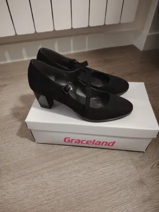 Zapatos tacón ancho negros talla 40