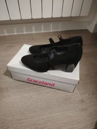 Zapatos tacón ancho negros talla 40