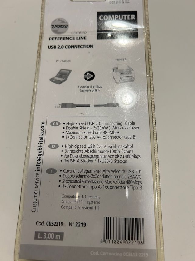 Cavo USB 2.0 G&BL 3m