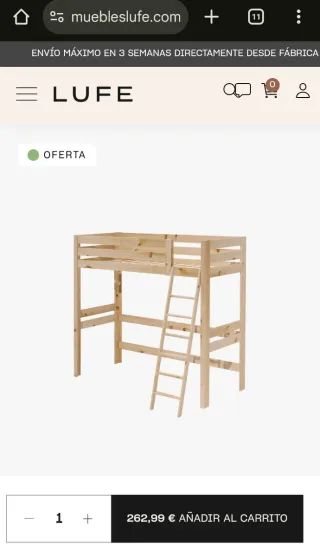 Litera madera natural 90cm