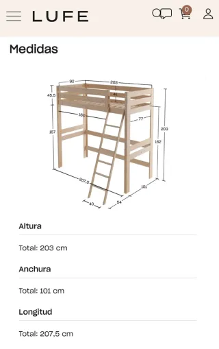 Litera madera natural 90cm