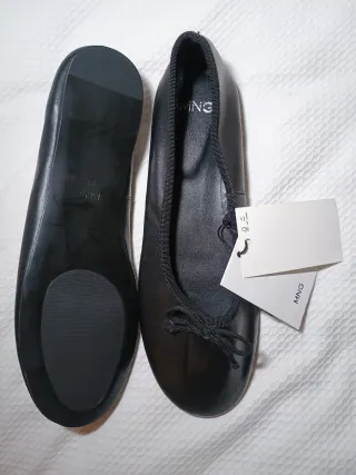 Bailarinas Mango Piel Negras Nuevas