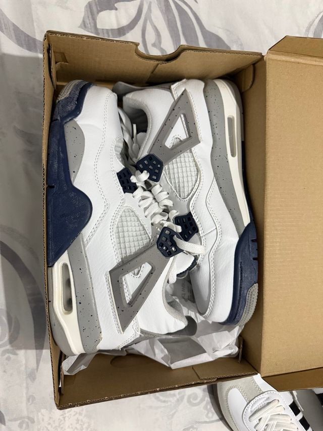 Jordan 4 Zapatos Blanco Azul Gris
