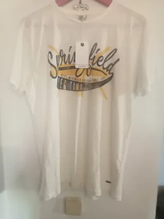 Camiseta Springfield Talla M Blanca