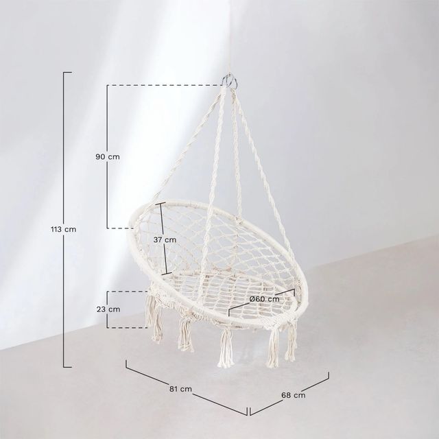 Sillón Colgante Macramé Beige