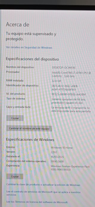Ordenador HP i7 32GB RAM
