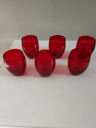 Set 6 Bicchieri Rossi in Vetro