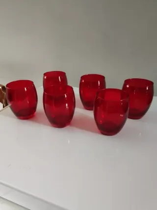 Set 6 Bicchieri Rossi in Vetro