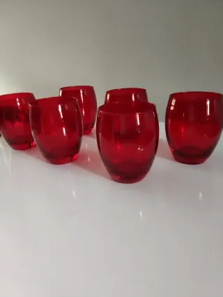 Set 6 Bicchieri Rossi in Vetro