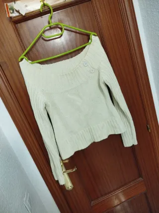 Jersey beige cuello barco
