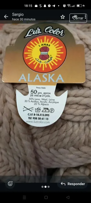 Lote 20 ovillos 50% lana Alaska 50gr