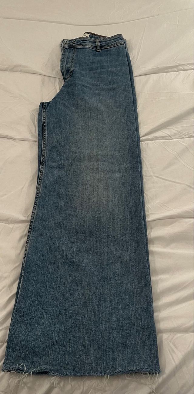 Pantalones Zara Anchos Azul Marino