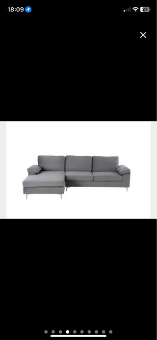 Sofá chaise longue 3 plazas gris terciopelo