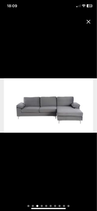 Sofá chaise longue 3 plazas gris terciopelo