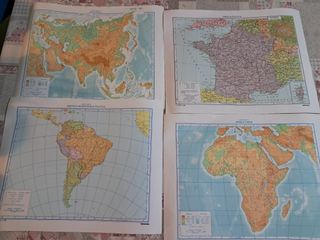 4 Cartine Mute: Africa, Asia, Francia, Sud America