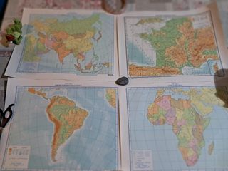 4 Cartine Mute: Africa, Asia, Francia, Sud America