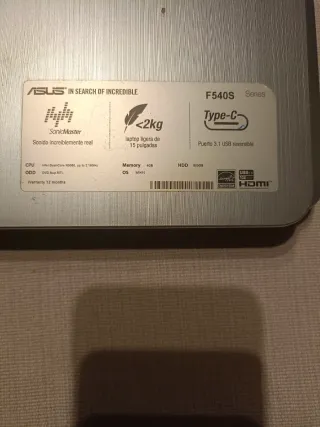 Despiece Portátil Asus.F540S intel dual core.n3050