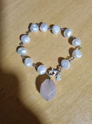 Pulsera Tous Perlas y Piedra Rosa