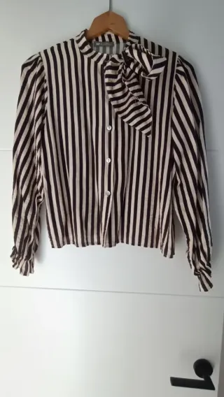 Camisa klasiks rayas marron y beige