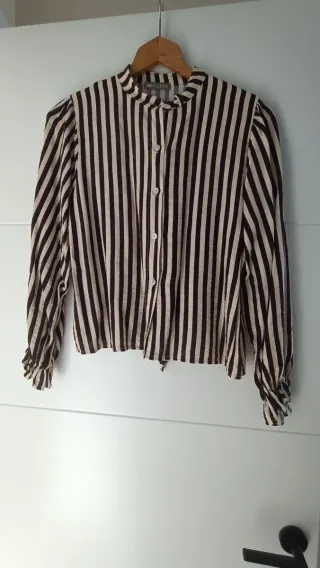 Camisa klasiks rayas marron y beige