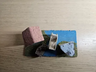 Paesaggio presepe vintage anni 80 Case con mulino