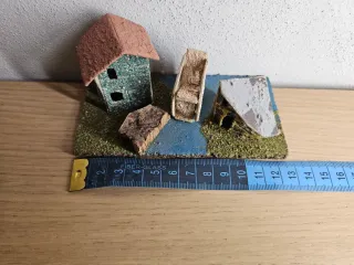 Paesaggio presepe vintage anni 80 Case con mulino