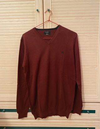 Jersey granate cuello pico Polo Club Talla M