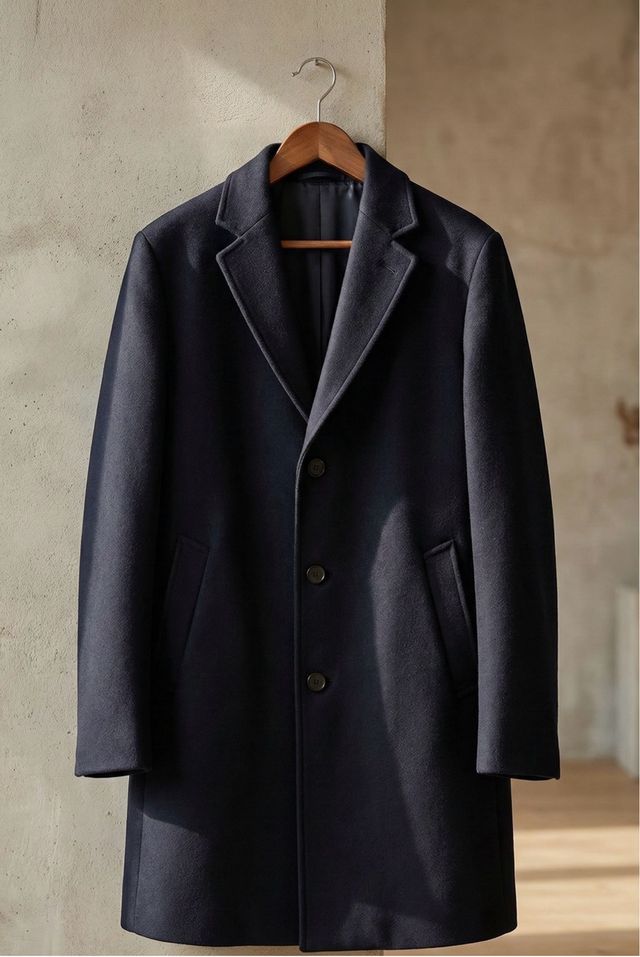 Abrigo largo hombre azul