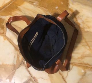 Borsa Artigianato Fiorentino Pelle e Tela Blu