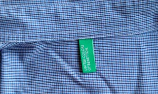Camisa Benetton cuadros azul y marrón