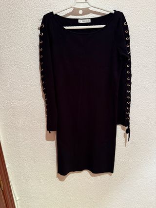 Vestido Negro Zara Calado Mangas