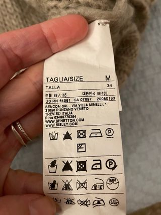 Jersey Benetton cuello alto beige talla M