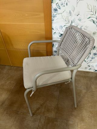 6 Sillas Cocina/Jardín Aluminio y Cuerda