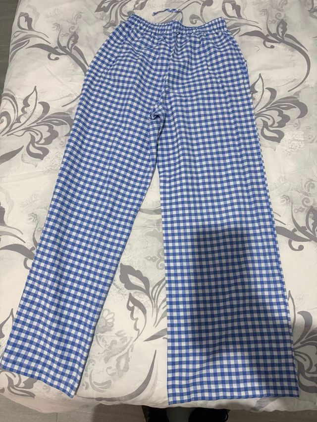 Pantalones cuadros vichy azules y blancos