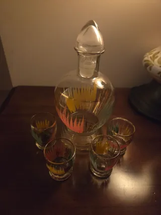 Servizio vintage rosolio con bicchierini