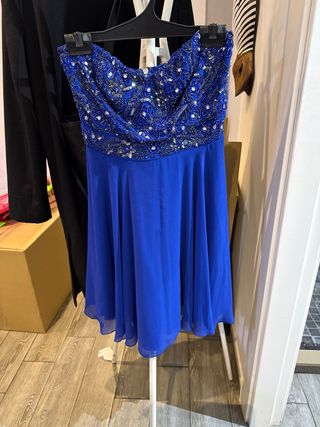 Vestido fiesta pedrería azul talla M