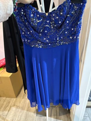 Vestido fiesta pedrería azul talla M