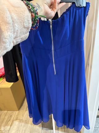 Vestido fiesta pedrería azul talla M