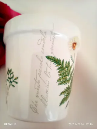 Vasetto ceramica decorato fiori e coccinella H&