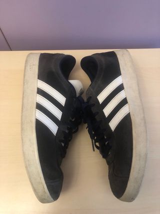 Zapatillas Adidas Piel Serraje Negro Blanco