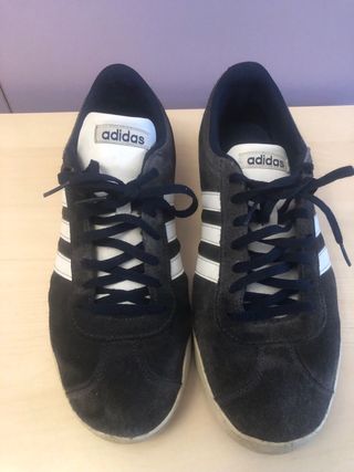 Zapatillas Adidas Piel Serraje Negro Blanco