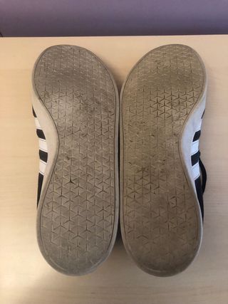 Zapatillas Adidas Piel Serraje Negro Blanco