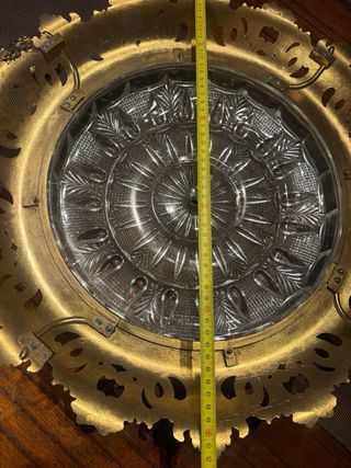 Plafón de cristal y metal dorado vintage