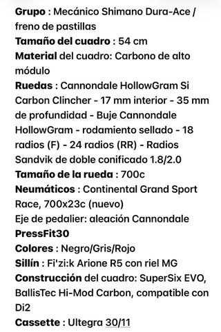 Bicicleta Cannondale SuperSix EVO Hi-MOD Dura Ace