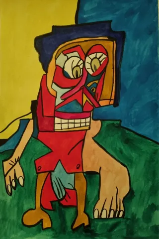 Acuarela abstracta figura humana A3