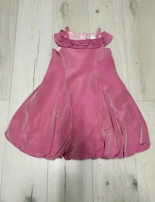 Vestito bambina rosa con rouches