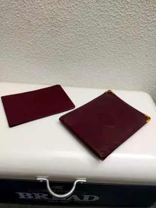 Portafoglio assegni vintage pelle marrone Cartier