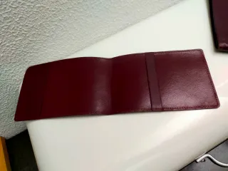 Portafoglio assegni vintage pelle marrone Cartier