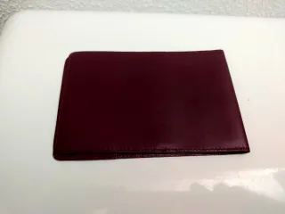 Portafoglio assegni vintage pelle marrone Cartier