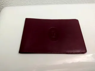 Portafoglio assegni vintage pelle marrone Cartier